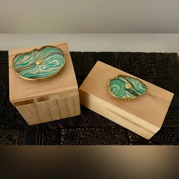 NEW (2) Ashland Coastal Prep Wood Lottoral Chic Containers - Picture 1 of 9